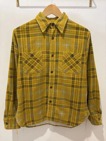 CUSH MAN 플란넬 셔츠 쿠시맨 밴드 포함 머스타드