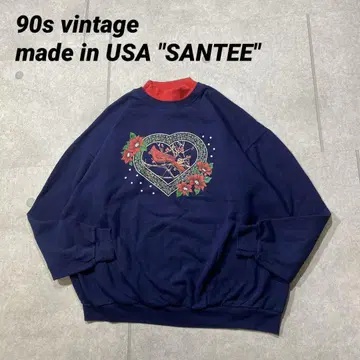 90s 빈티지 USA SANTEE 애니멀 새 다사카와 더블 넥