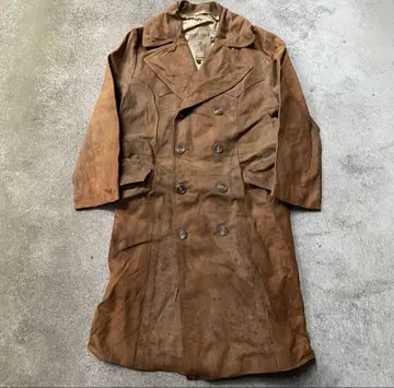브라운 스웨이드 더블 브레스트 코트 L 사이즈