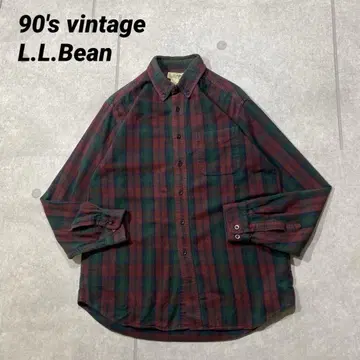 90s 빈티지 L.L.Bean 얇은 소재 플란넬 셔츠 남성용 M
