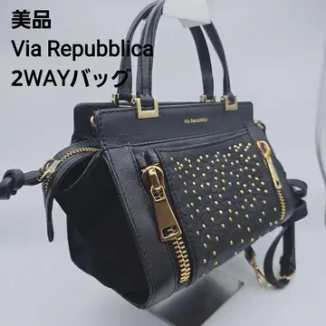 새상품급 2way 스웨이드 천연 가죽 골드 이탈리아제 비아 리퍼블리카