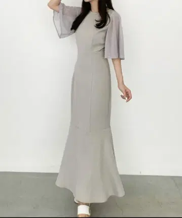 플레어 슬리브 머메이드 롱 원피스