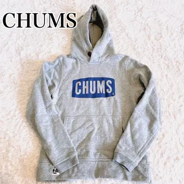 CHUMS 새상품급 싸개 버튼 후디 후드티 S 빅 로고 그레이