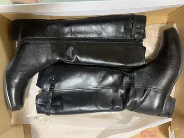 블랙 가죽 롱 부츠 백 지퍼 포함 PECOS I/H3