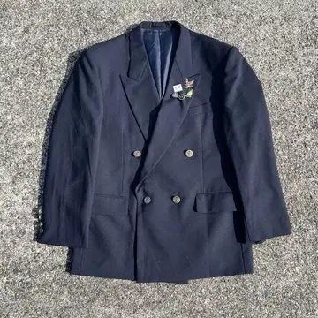vintage 더블 골드 버튼 울 테일러드 자켓