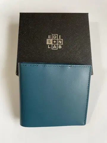 EDISON LAB 접이식 지갑 파랑 소가죽