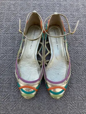 골드 멀티 컬러 플랫슈즈 22cm