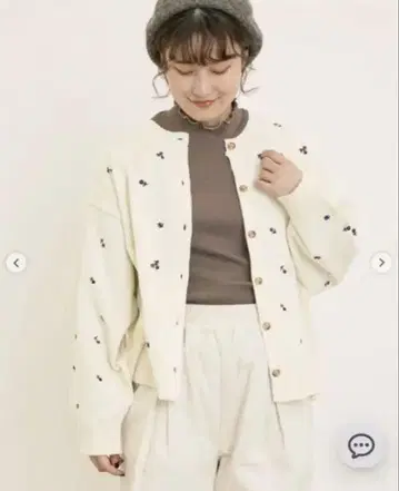 꽃무늬 전체 자수 니트 가디건