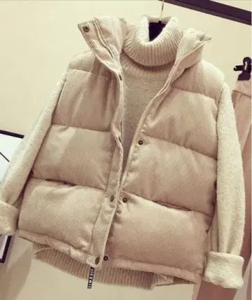 [ 금일 한정 ] 볼륨 충전솜 코듀로이 베스트 ( 베이지 )