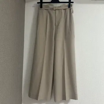 베이지 와이드 팬츠 벨트 포함