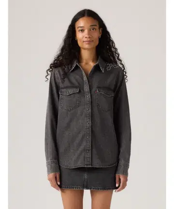 리바이스 다크 그레이 데님 셔츠 스터드 포함 M 미사용 새상품