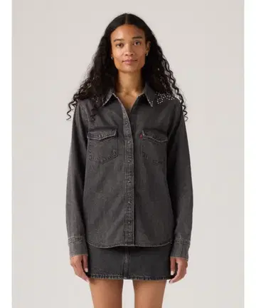 리바이스 다크 그레이 데님 셔츠 스터드 포함 M 미사용 새상품