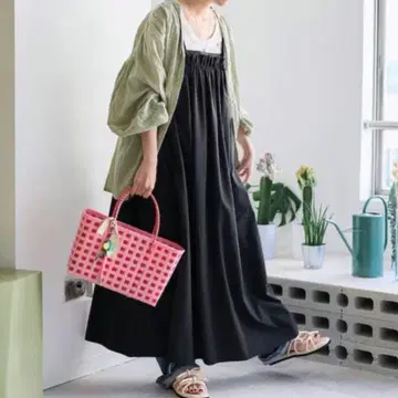 새상품급 사우전드마일 개더 셔링 벨트 원피스 블랙