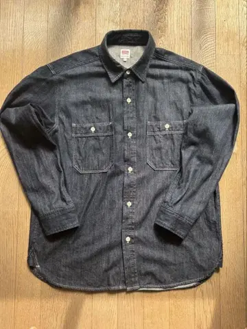 EDWIN QUALITY MADE 데님 셔츠 L 사이즈 네이비 아메카지