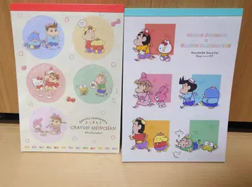 새상품 짱구는 못말려(크레용 신짱)와 산리오 콜라보 대 메모 세트