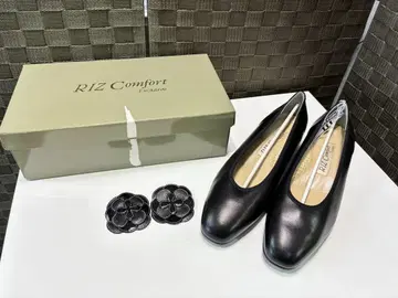 RIZ Comfort 블랙 플랫 펌프스 23.0cm EEEE