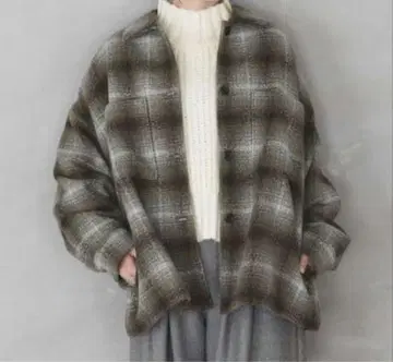 LEPSIM 체크 오버 셔츠 자켓 그레이