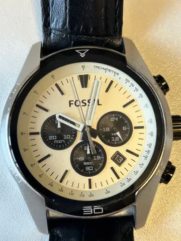 FOSSIL 크로노그래프 손목시계 실버/블랙