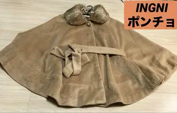 INGNI 베이지 퍼 케이프 코트 판초 코트