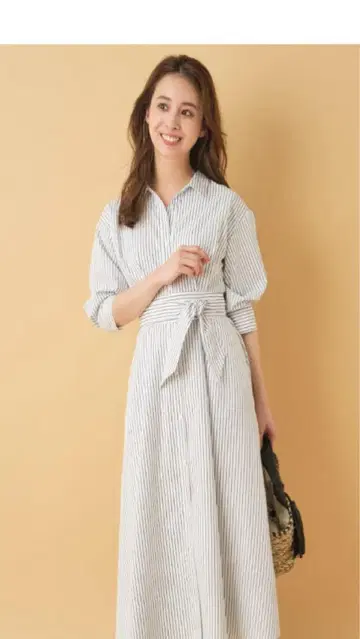 COHINA 새시 벨트 스트라이프 원피스