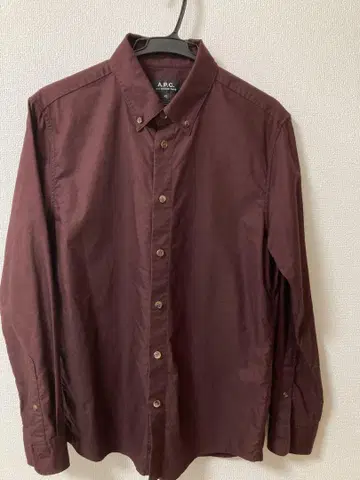 A.P.C. 버건디 버튼 다운 셔츠 XS