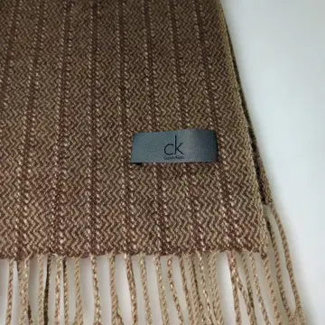 Calvin Klein 브라운 스트라이프 머플러 캐시미어