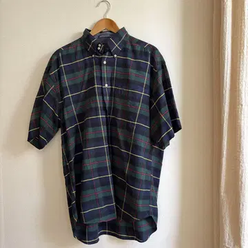 TOMMY HILFIGER 반팔 셔츠 L 네이비 계열 체크
