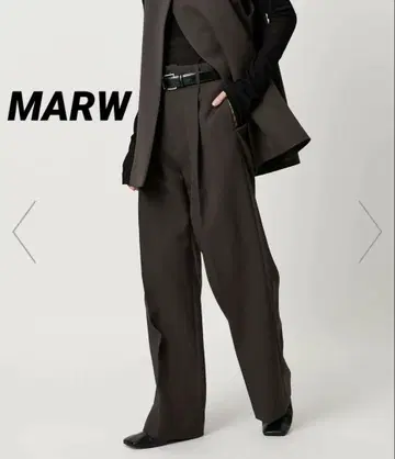 새상품 MARW UNITED ARROWS 턱 스트레이트 팬츠 다크 브라운