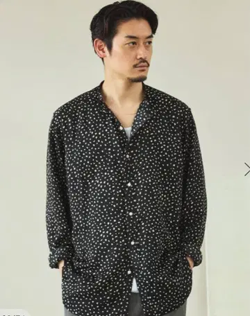EDIFICE 패턴 데신 스탠드 카라 셔츠 M 사이즈
