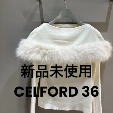 미사용 새상품 CELFORD 셀포드 퍼 케이프 롱 슬리브 니트