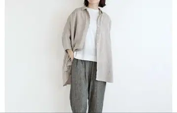 nofl 노풀 리투아니아 린넨 린넨 100% 빅 실루엣 셔츠 그레이