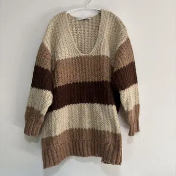ZARA 베이지 브라운 니트 스웨터 L 새상품