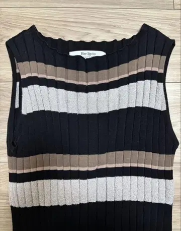 Cotton Striped Ribbed Knit Dress