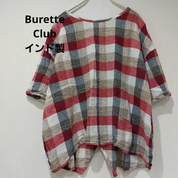 Burette Club 변형 체크 상의 인도산 모리걸