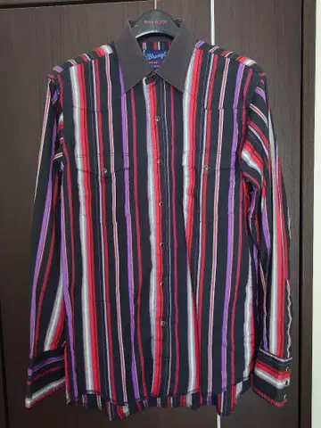 80s 90s 랭글러 Wrangler 스트라이프 블랙 웨스턴 셔츠 M