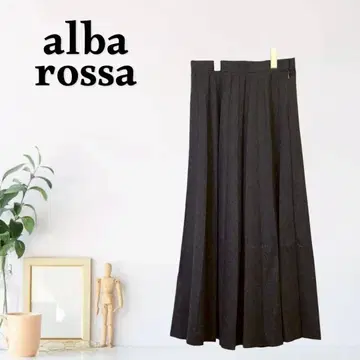 zG354 [ L ] alba rossa 롱 기장 플리츠 플레어 스커트