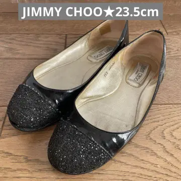 JIMMY CHOO 23.5cm 블랙 플랫 라메 신발