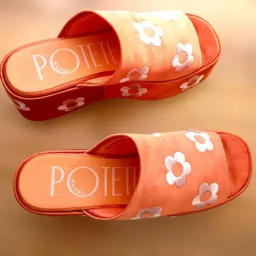 PO TETE 꽃무늬 자수 새틴 뮬