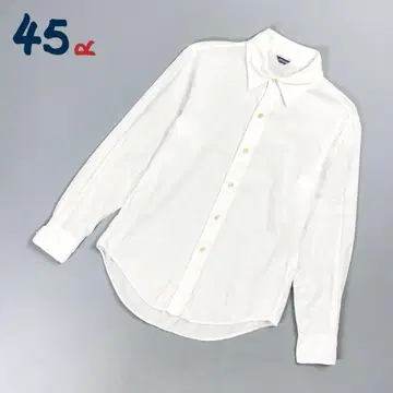 45rpm 긴팔 코튼 셔츠 얇은 소재 무지 화이트 사이즈 1*GD181