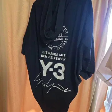 Y-3 15주년 블랙 백 로고 후드티 오버 사이즈