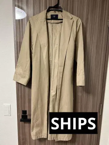 SHIPS 베이지 트렌치코트 롱 기장