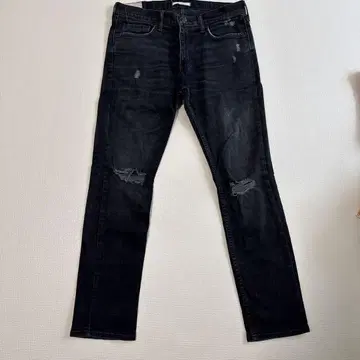데미지 가공 다크 블루 스키니 데님 아베크롬비 앤 피치