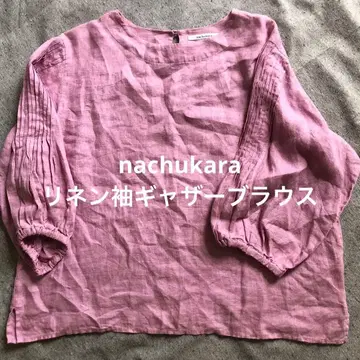 새상품급 naobukara 핑크 긴팔 린넨 블라우스 사이즈 F