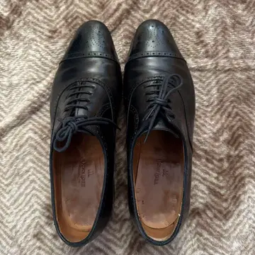 John Lobb sauton 7 1/2 블랙 가죽 쿼터 브로그
