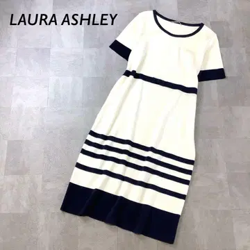 LAURA ASHLEY 린 반팔 니트 원피스 화이트 네이비