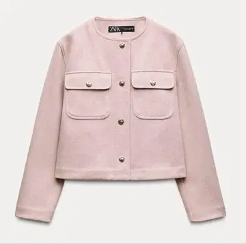 ZARA 노카라 자켓 핑크