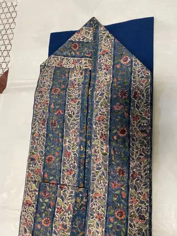 오비(약 27.3cm) 나고야 오비 지 세로 줄무늬 사라사 문양