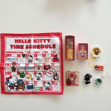 쇼와 레트로 헬로키티 손수건 미니어처 잡화 세트