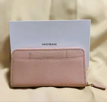 HASHIBAMI 핑크 계열 가죽 장지갑 (미사용품)