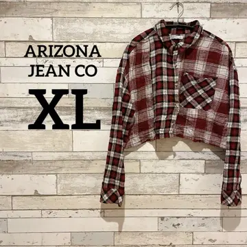 ARIZONA JEAN CO [ XL ] 크롭 체크 셔츠 레드
